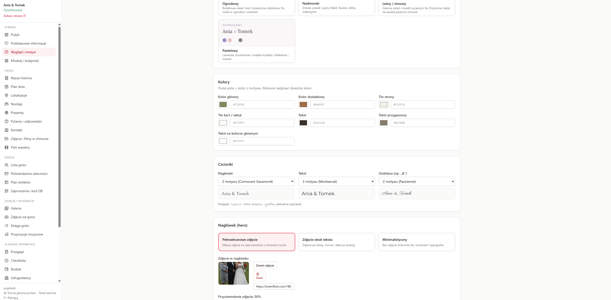 Podgląd: Strona weselna w Waszym stylu